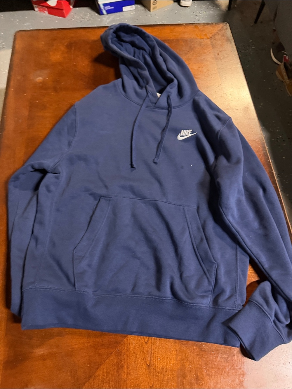 Nike Navy Blue Pullover Hoodie with White Logo